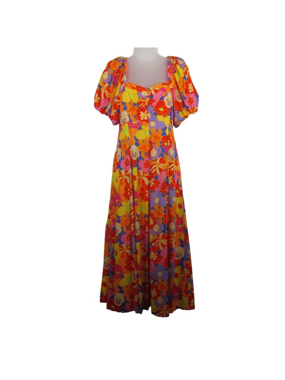 Emily McCarthy Floral Maxi Dress Puff Sleeve Fit to Flair Small Boho Hippie
